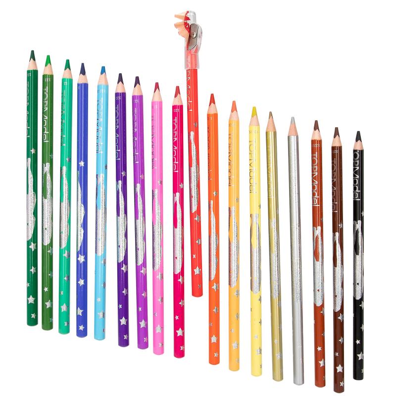 TopModel Colouring Pencils And Sharpener 18pc