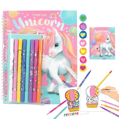 TopModel Ylvi Create Your Unicorn Colouring Book With 8pk Colouring Pens