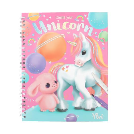 TopModel Ylvi Create Your Unicorn Colouring Book With 8pk Colouring Pens