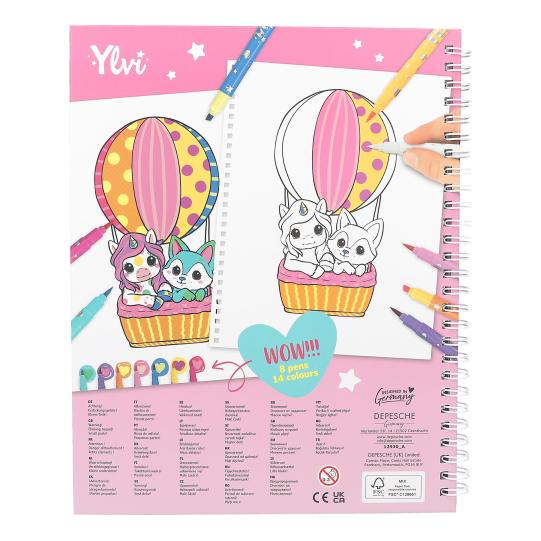 TopModel Ylvi Create Your Unicorn Colouring Book With 8pk Colouring Pens