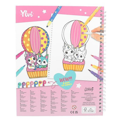 TopModel Ylvi Create Your Unicorn Colouring Book With 8pk Colouring Pens