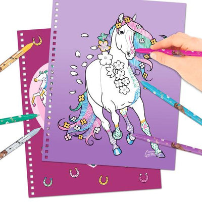 TOPModel Miss Melody Create Your Own Glitter Horse Colouring Book With 6 Colouring Pens