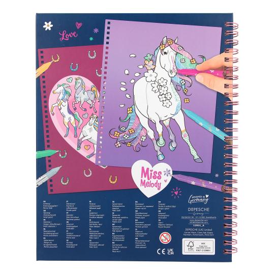 TOPModel Miss Melody Create Your Own Glitter Horse Colouring Book With 6 Colouring Pens