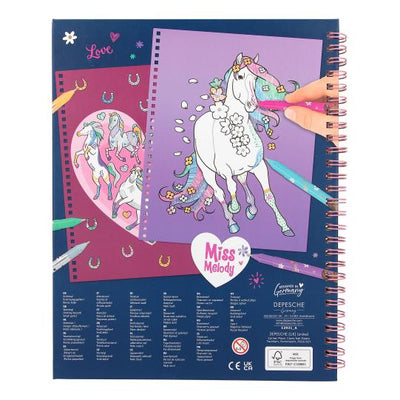 TOPModel Miss Melody Create Your Own Glitter Horse Colouring Book With 6 Colouring Pens
