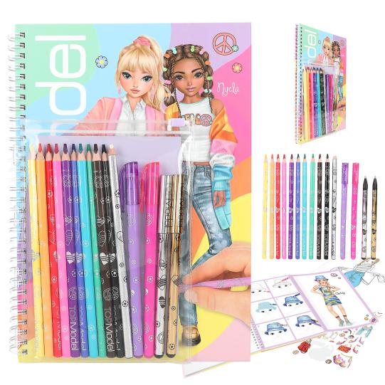 TOPModel Nyela And Louise Colouring Book With Colouring Pencils And Pens