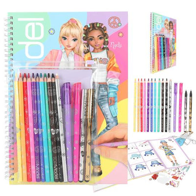 TOPModel Nyela And Louise Colouring Book With Colouring Pencils And Pens