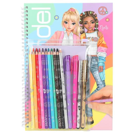 TOPModel Nyela And Louise Colouring Book With Colouring Pencils And Pens