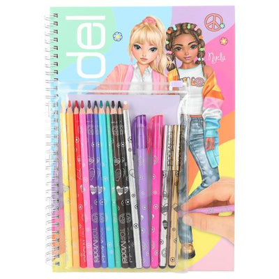 TOPModel Nyela And Louise Colouring Book With Colouring Pencils And Pens