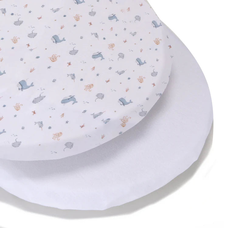 Baby Elegance Under The Sea Collection 2pk Moses Basket Jersey Fitted Sheets 70cm x 30cm
