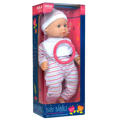 Dolls World Baby Babble 15" Soft Bodied Doll With 16 Baby Sounds