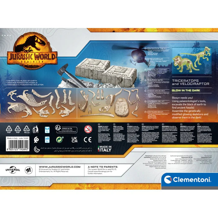 Jurassic World Glow In The Dark Dinosaur Dig Kit Triceratops And Velociraptor