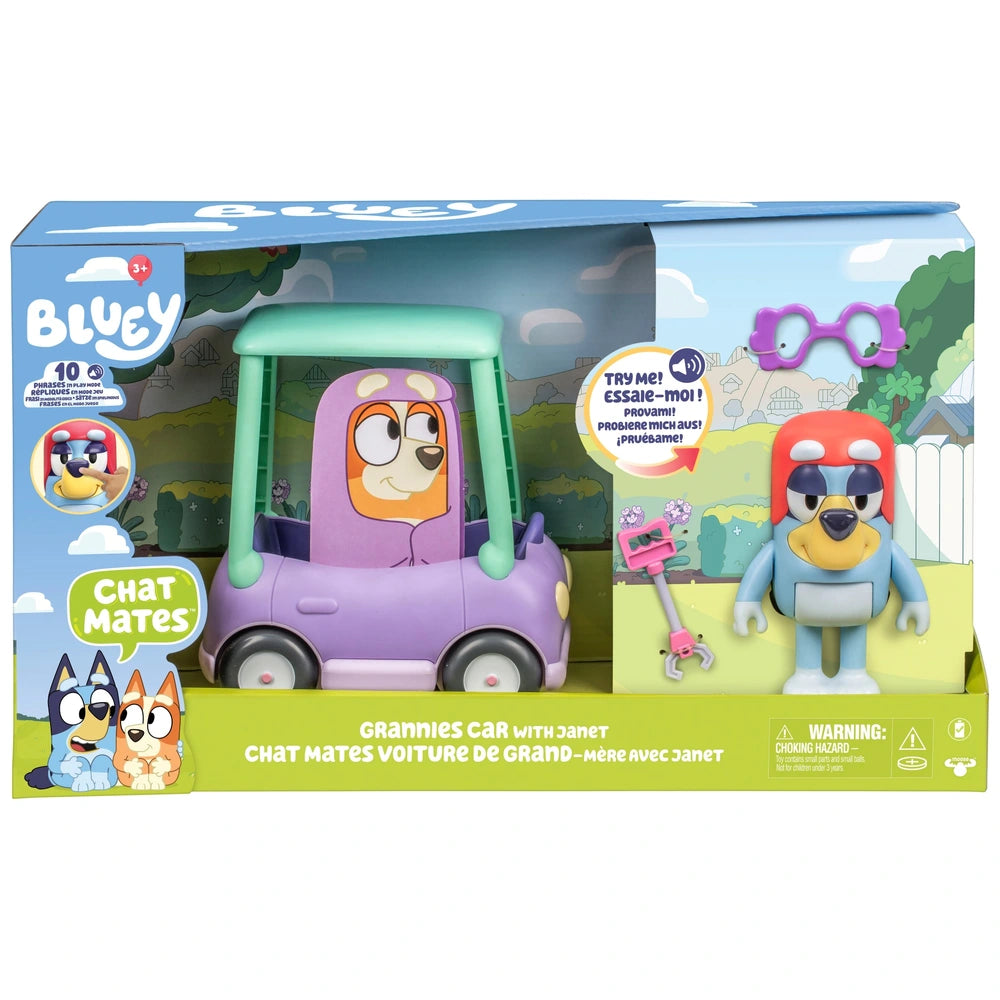 Bluey Chat Mates Grannies Car With Janet Figure