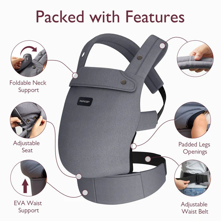 Momcozy Pure Hug 3 In 1 Baby Carrier Grey