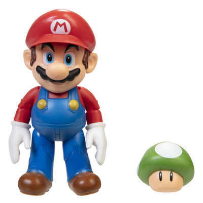 Super Mario 4" Figure With 1 Up Mushroom