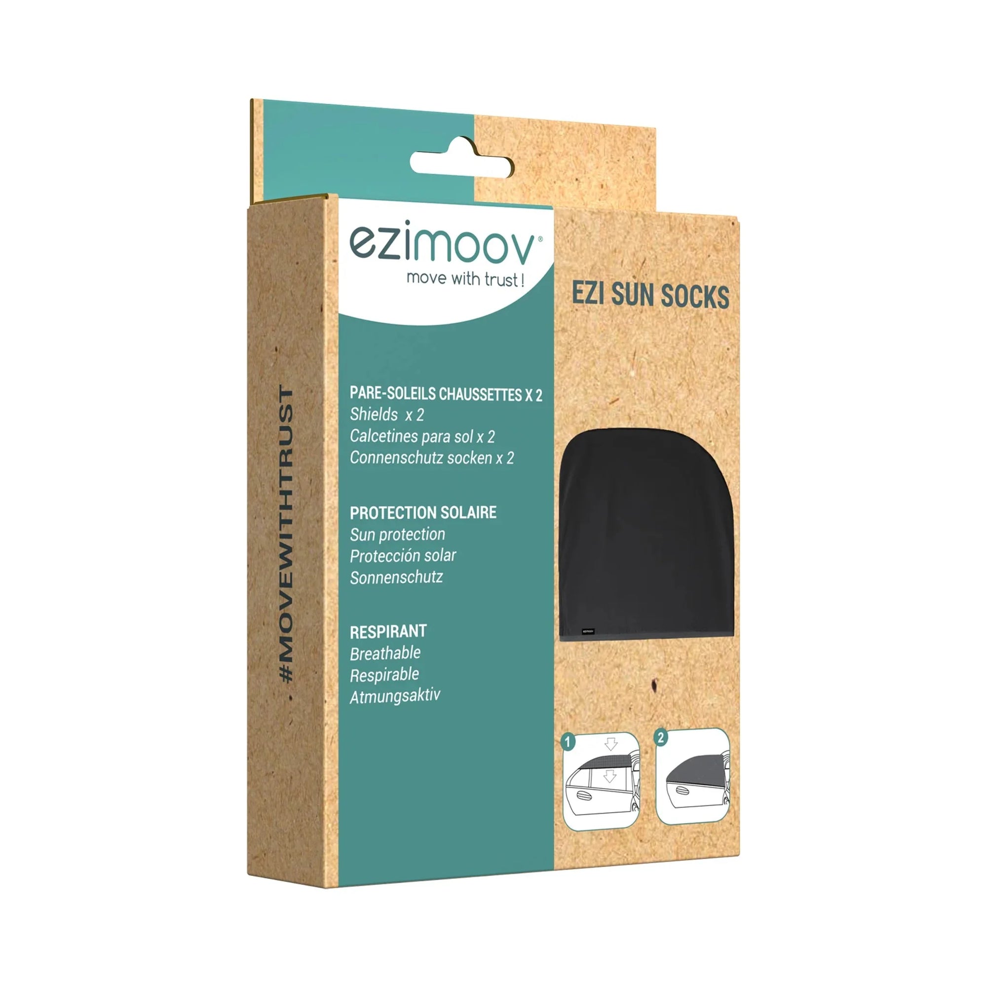 Ezimoov Ezi Sun Sock Car Window Sun Shade 2pk