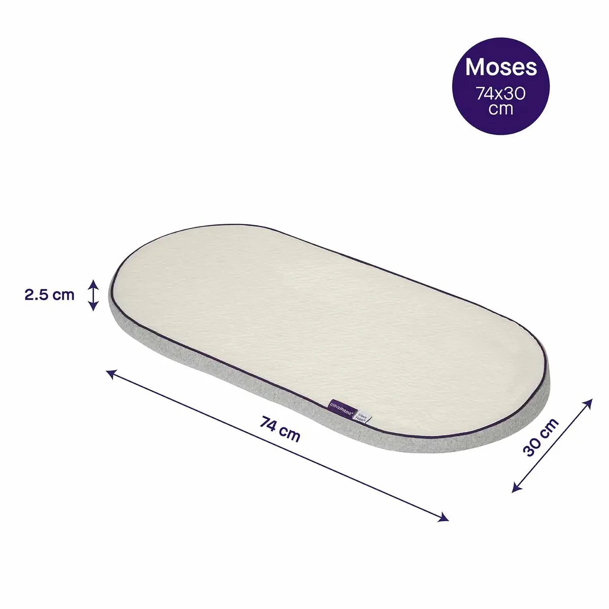 Clevamama Clevafoam Moses Basket And Pram Mattress 74cm x 30cm