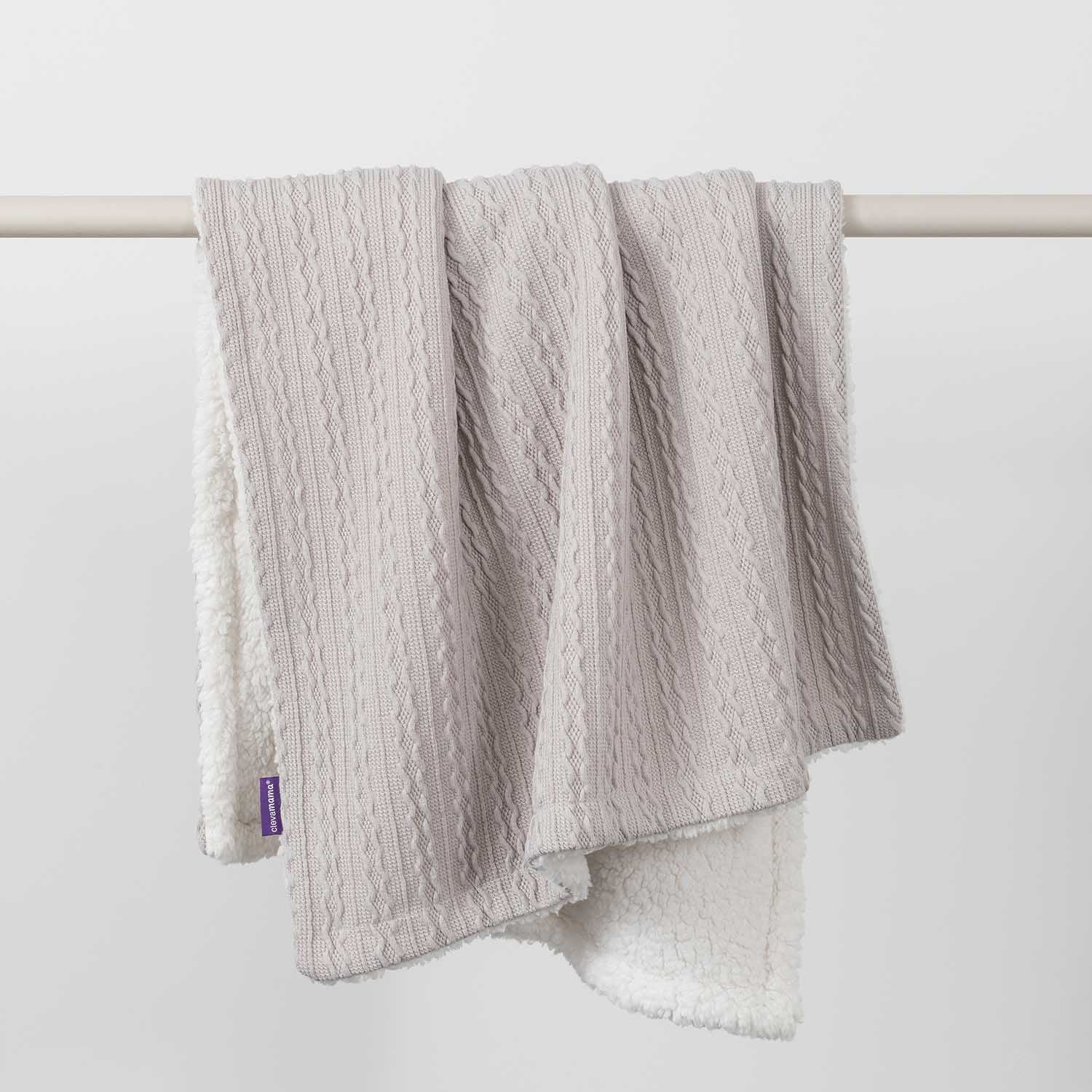 Clevamama Luxe Sherpa Baby Blanket 75cm x 100cm Grey