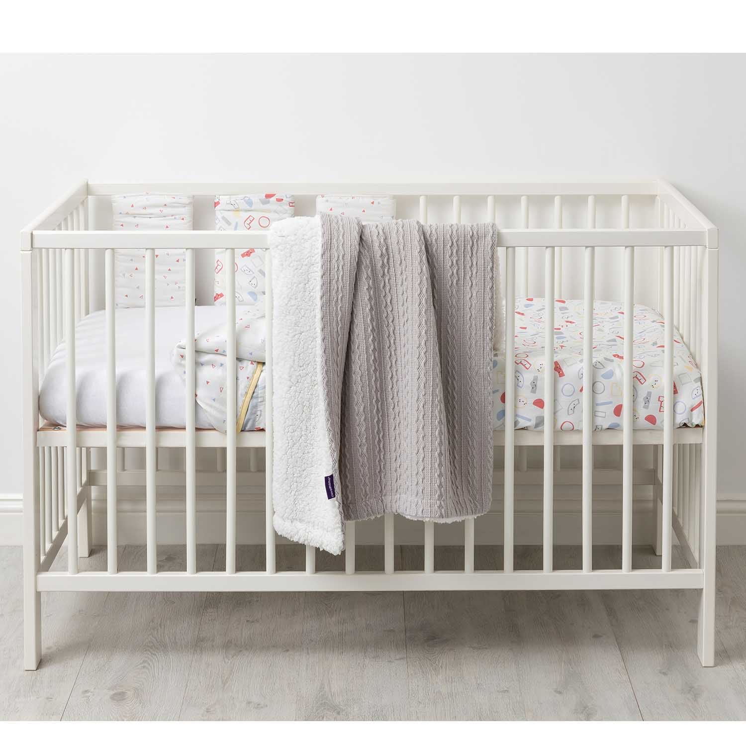 Clevamama Luxe Sherpa Baby Blanket 75cm x 100cm Grey