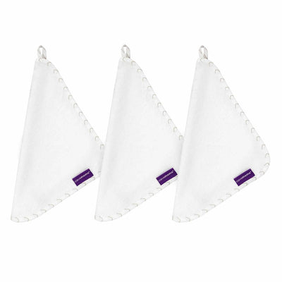 Clevamama Bamboo Baby Washcloth 3pk White / Grey