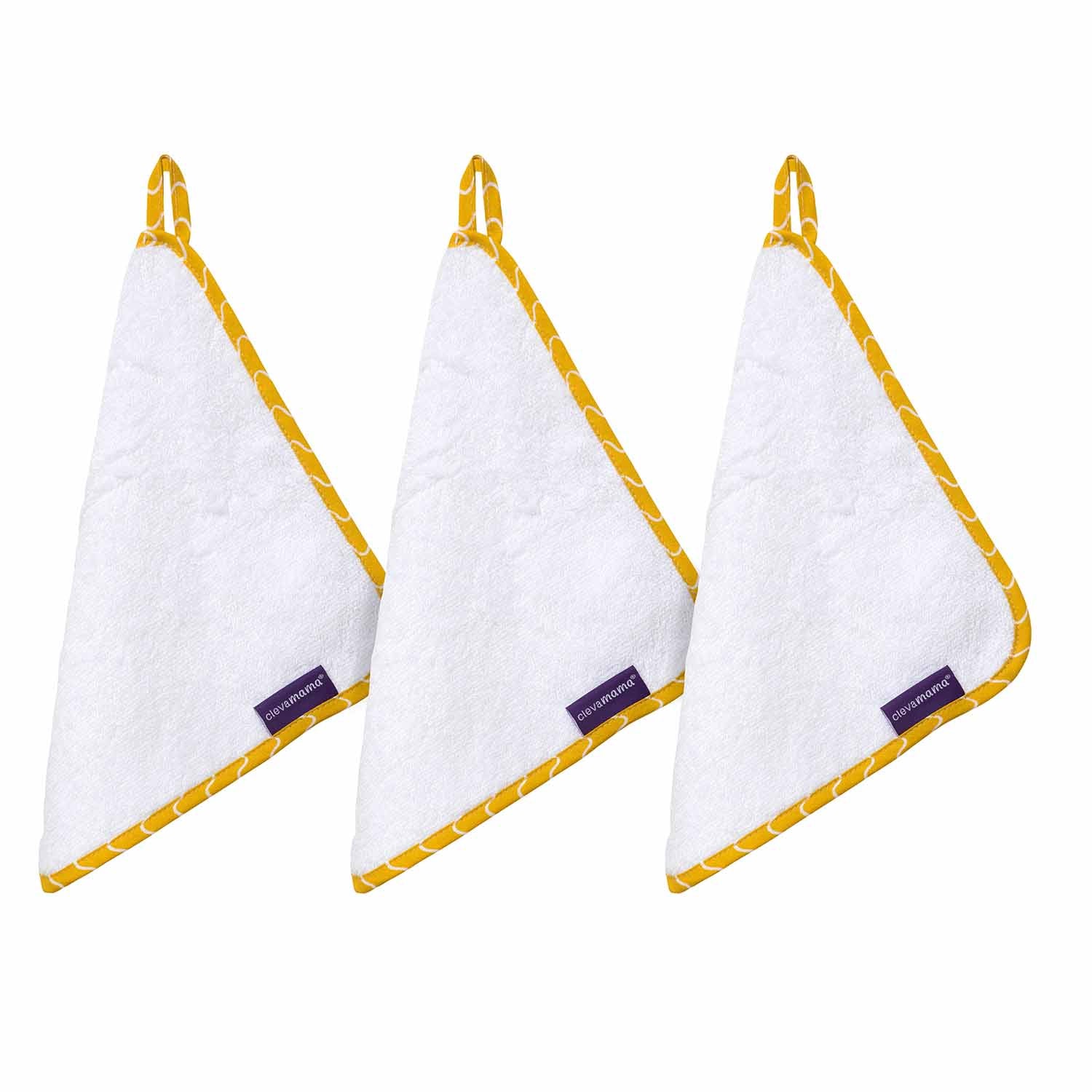 Clevamama Bamboo Baby Washcloth Set 3Pk White / Honey