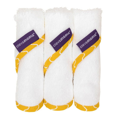 Clevamama Bamboo Baby Washcloth Set 3Pk White / Honey