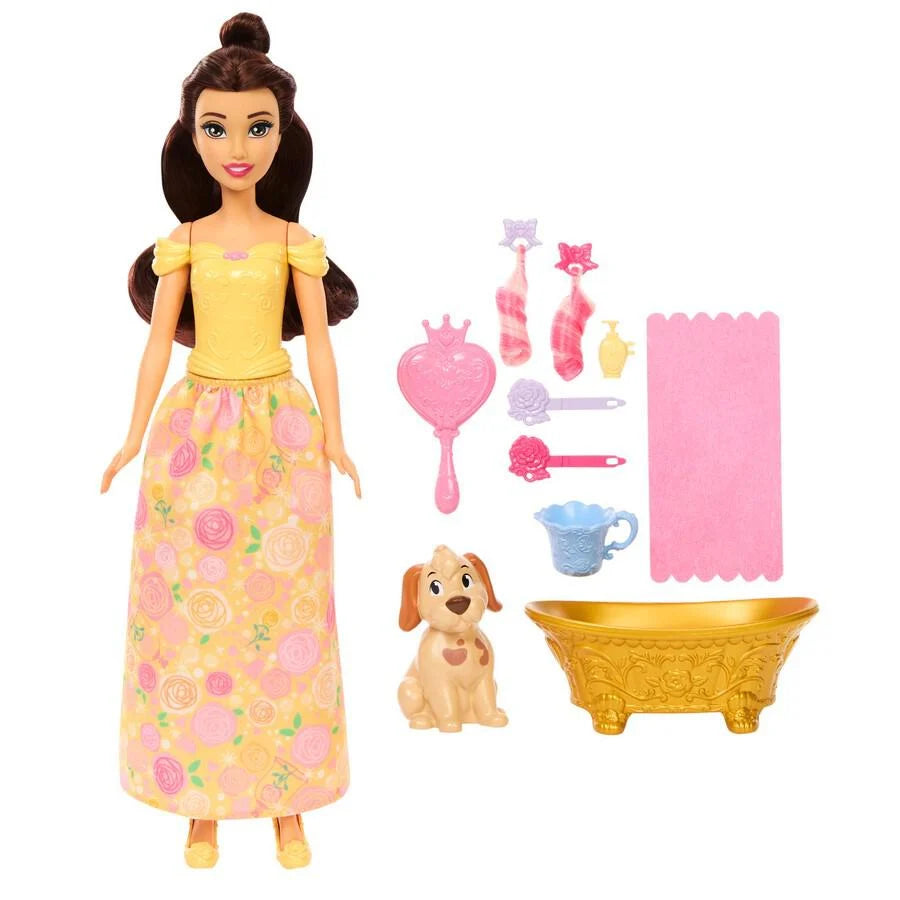 Disney Princess Belle Doll With Brush Dog And Accessories