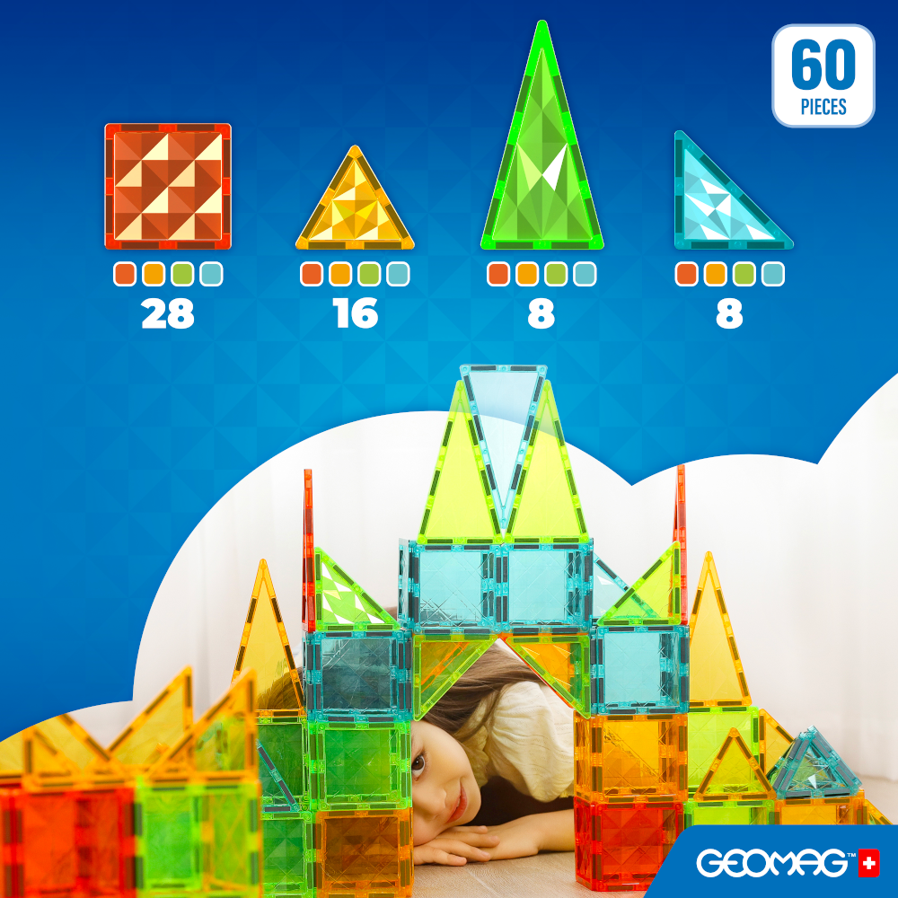 GEOMAG Magnetic Tiles Gems 60pc Set