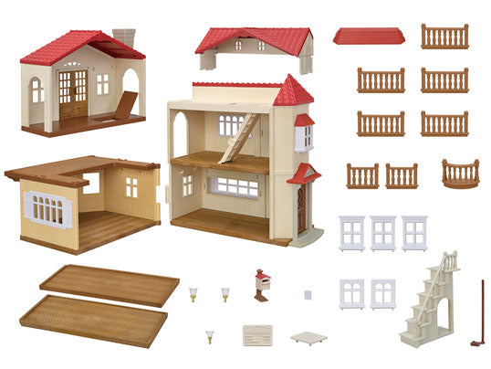 Sylvanian Families Red Roof Country Home With Secret Attic Playroom
