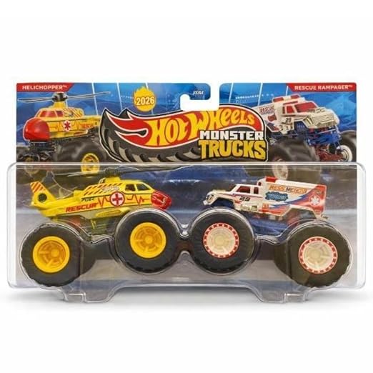 Hot Wheels Monster Trucks 1:64 Twin Pack Helichopper vs Rescue Rampager
