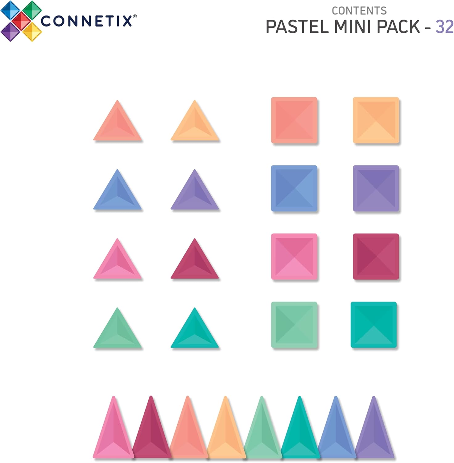 Connetix Magnetic Tiles Pastel Mini Pack 32pc