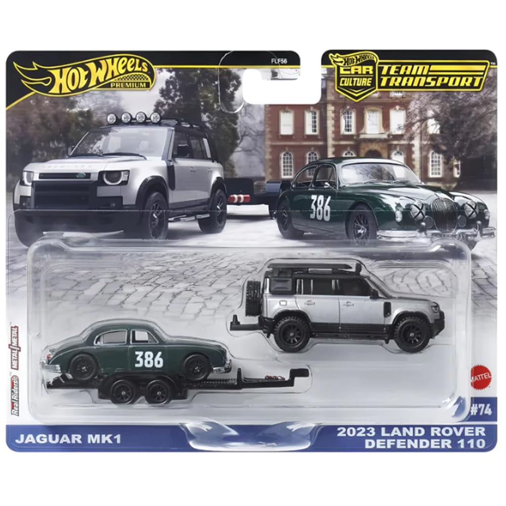 Hot Wheels Car Culture Team Transport Jaguar MK1 / 2023 Land Rover Defender 110