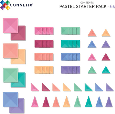 Connetix Magnetic Tiles Pastel Starter Pack 64pc