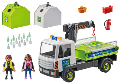 Playmobil City Action 71431 Glass Recycling Truck With Container
