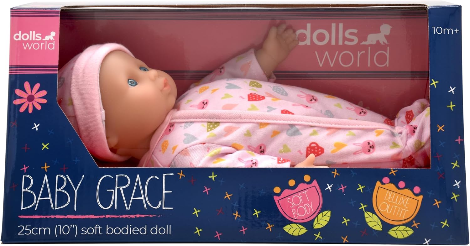 Dolls World Baby Grace 10" Soft Bodied Blue Eyes