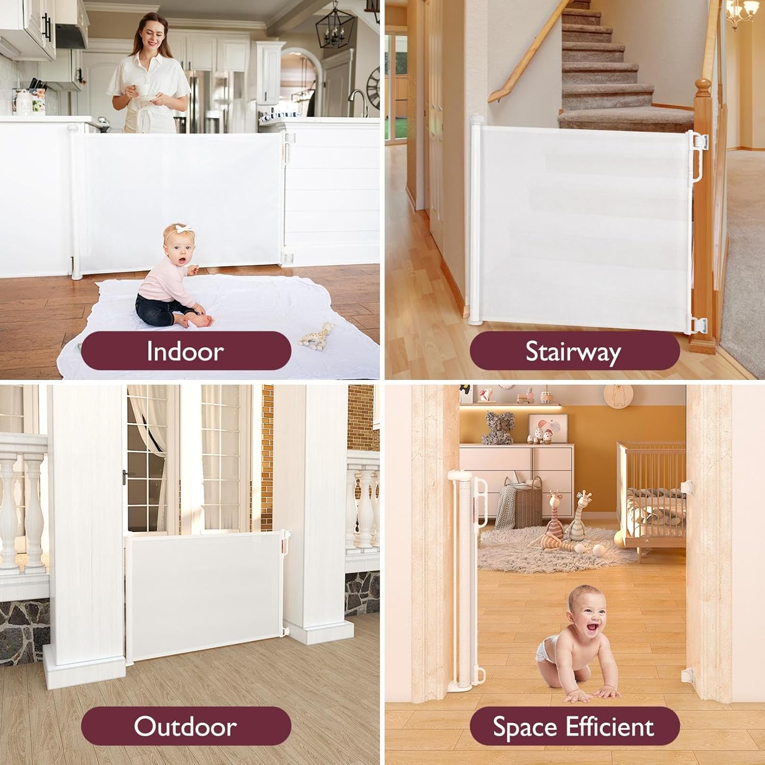 Momcozy Retractable Stair / Baby Gate White