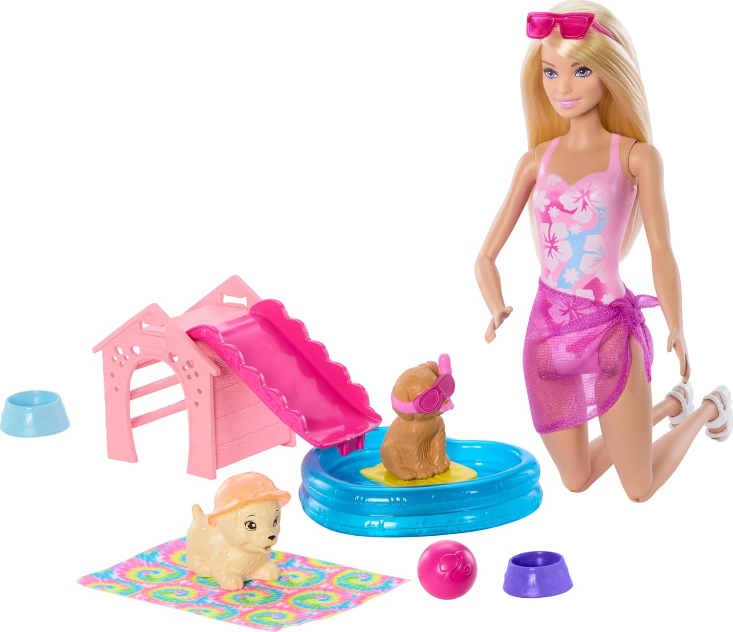 Barbie Pool Party Doll With Puppy And Accessories
