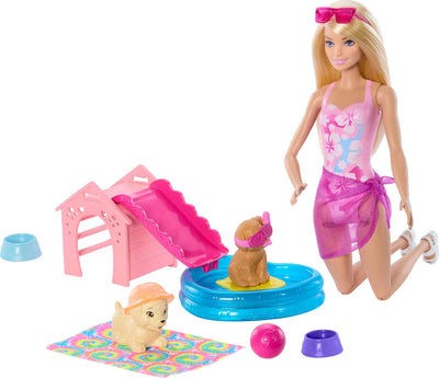 Barbie Pool Party Doll With Puppy And Accessories