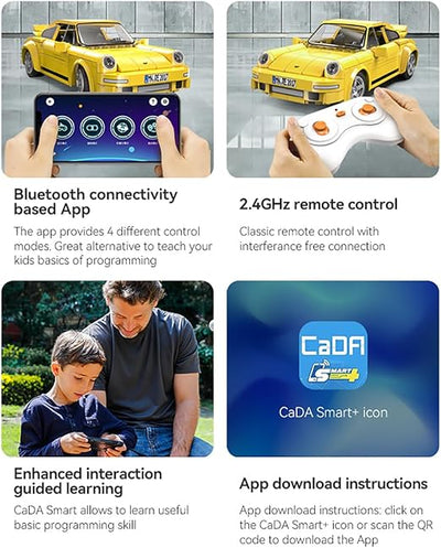 CaDA RUF CTR 2017 Yellowbird Remote Control Sports Car Construction Set 1:20