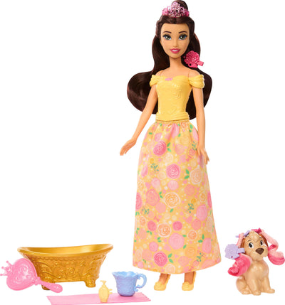 Disney Princess Belle Doll With Brush Dog And Accessories