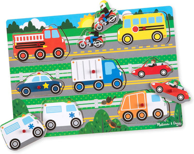 Melissa & Doug Wooden Peg Jigsaw Puzzle Vehicles
