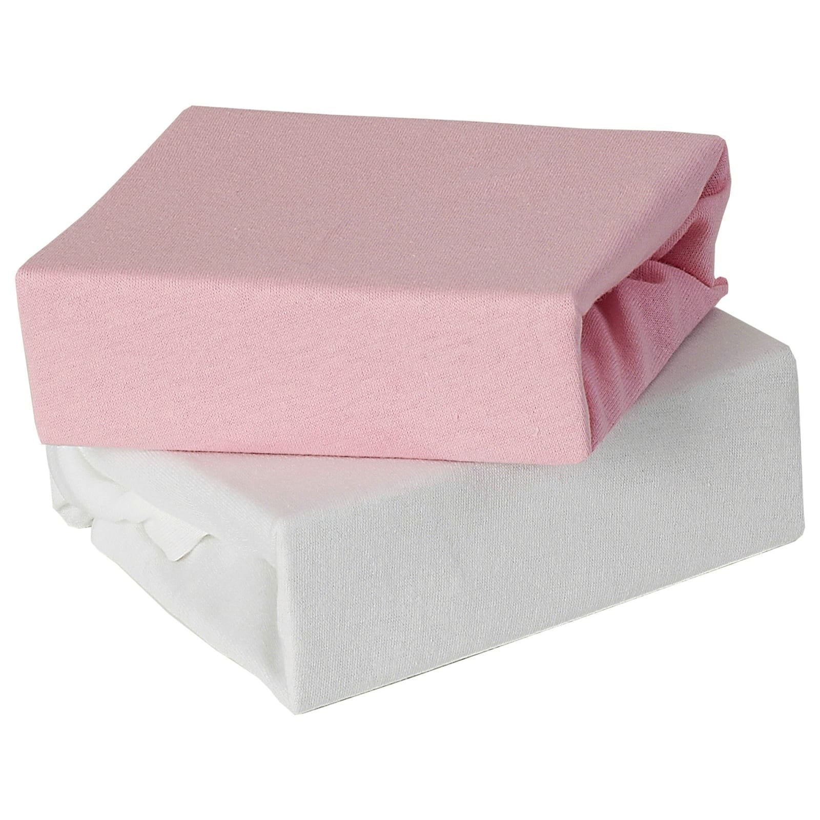 Baby Calin Fitted Cot Bed Sheets 70cm x 140cm 2pk Pink / White