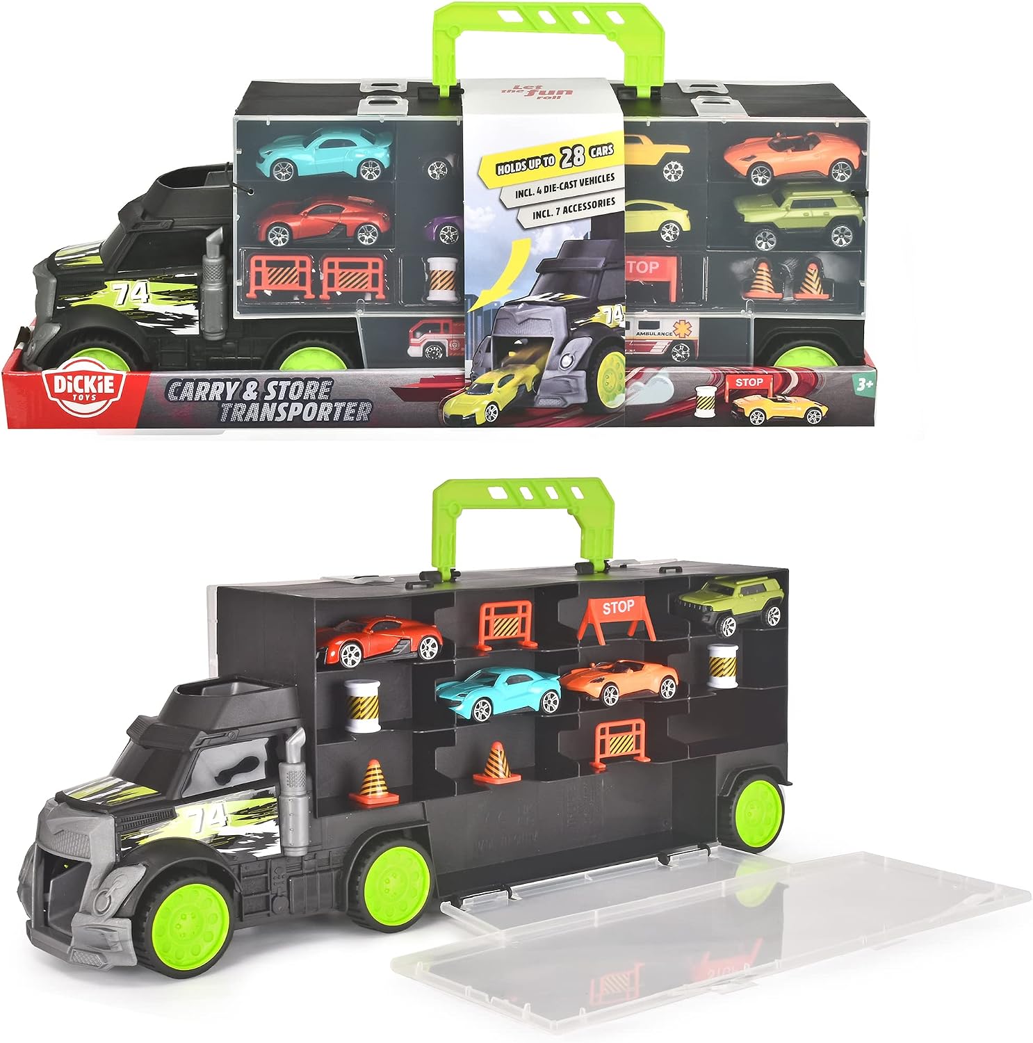 Dickie Toys Carry And Store Transporter Truck Carry Case With Cars