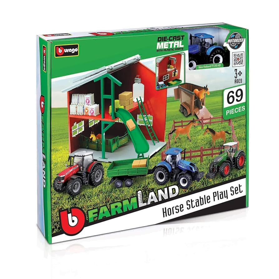 Burago Farmland Horse Stable Playset 1:50