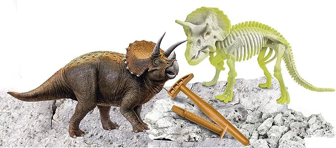Science And Play Archeo Fun Triceratops Dinosaur Glow In The Dark Dig Set