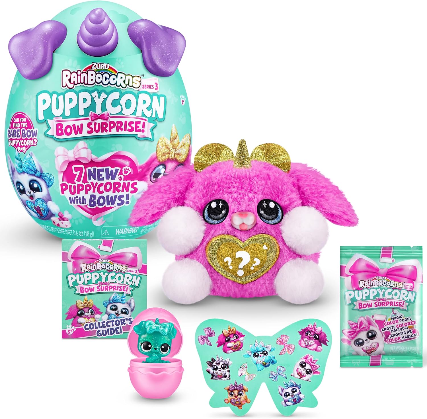 Rainbocorns Puppycorn Bow Surprise Soft Toy