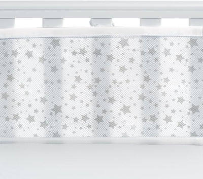 Breathable Baby Breathable Mesh Cot Bumper / Liner Grey Stars