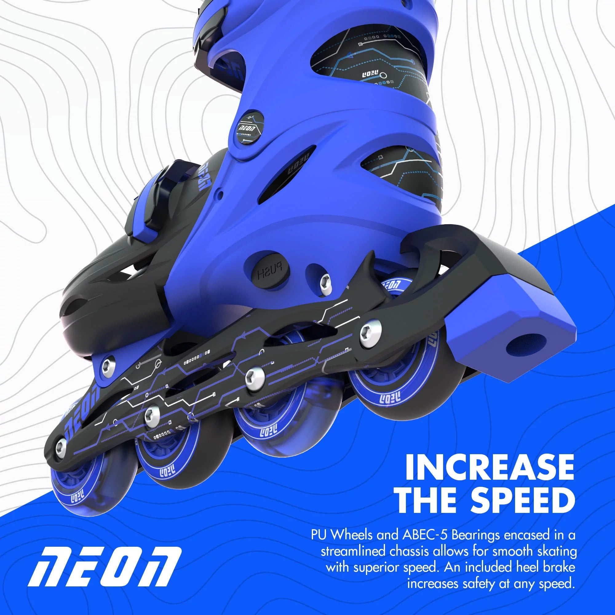 Yvolution Neon Inline Skates With LED Light Up Wheels Adjustable Size 12-2 Blue