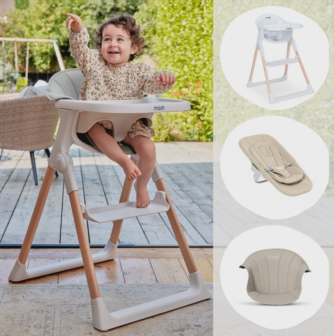 Baby Elegance Mash High Chair Bundle Complete White