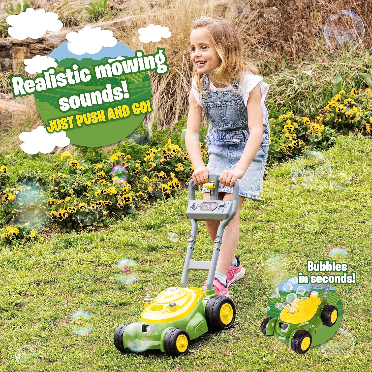 John Deere Bubble N' Go Bubble Mower With 4oz Bottle Of Bubbles