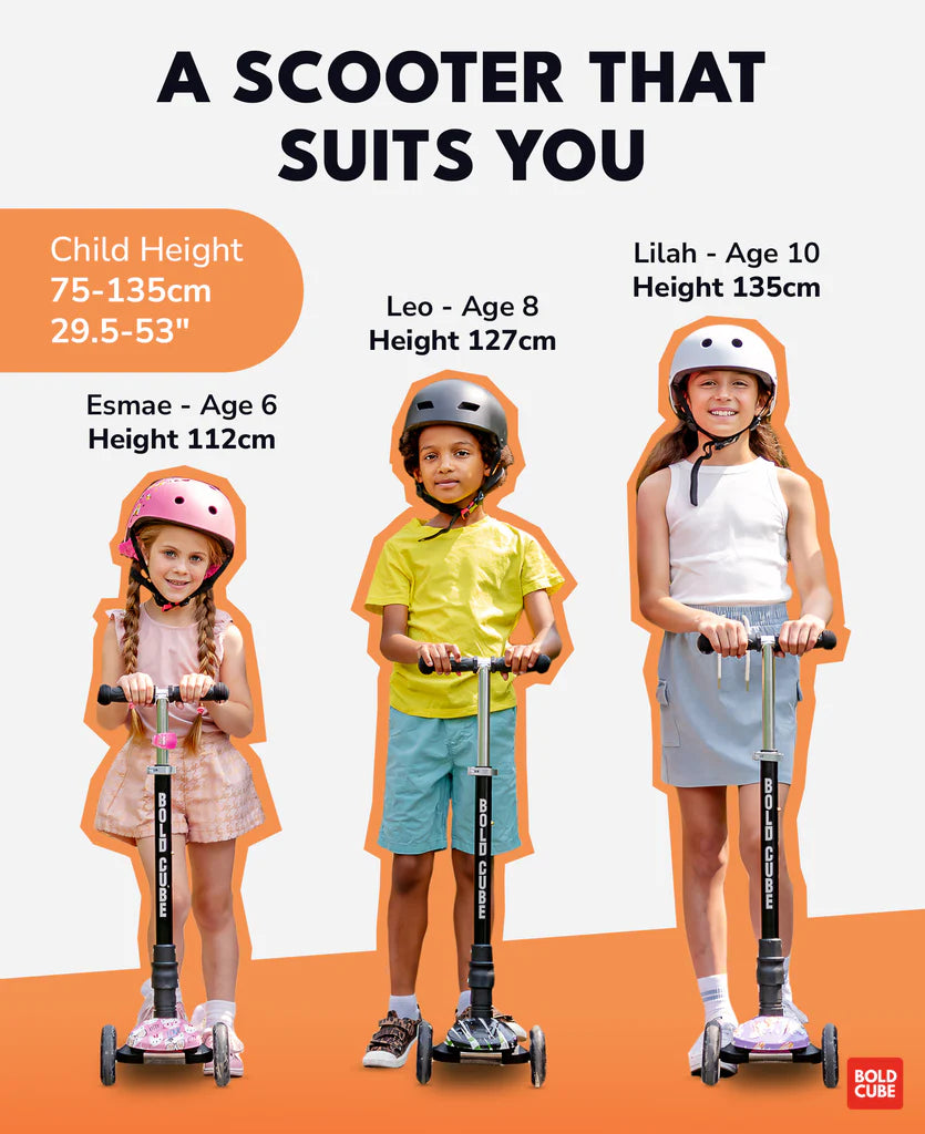 BoldCube Big Fold 3 Wheel Foldable Scooter Astro Dream 5-10 Years